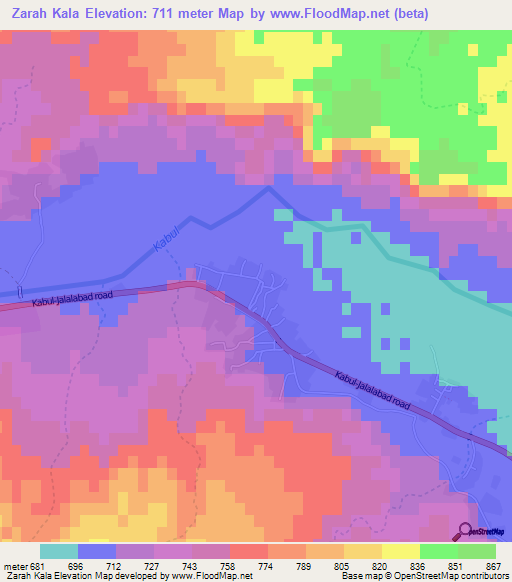 Zarah Kala,Afghanistan Elevation Map