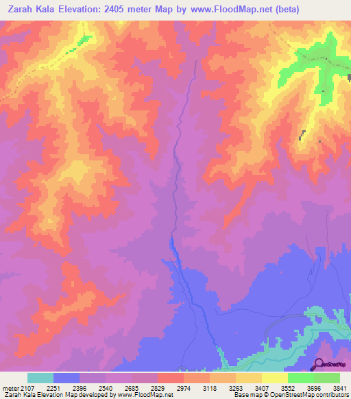Zarah Kala,Afghanistan Elevation Map