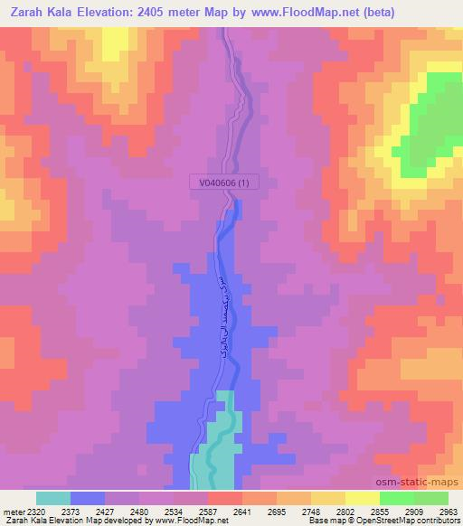 Zarah Kala,Afghanistan Elevation Map