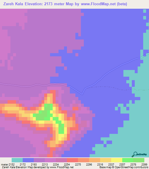 Zareh Kala,Afghanistan Elevation Map
