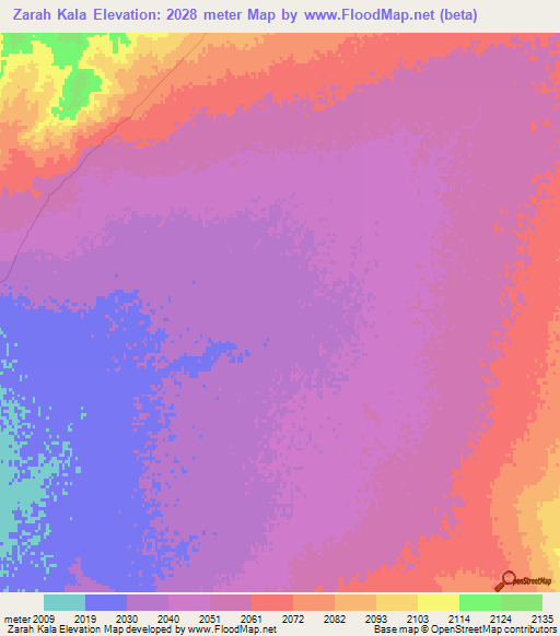 Zarah Kala,Afghanistan Elevation Map
