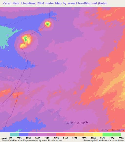 Zarah Kala,Afghanistan Elevation Map
