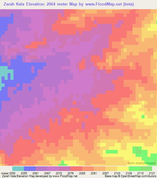 Zarah Kala,Afghanistan Elevation Map