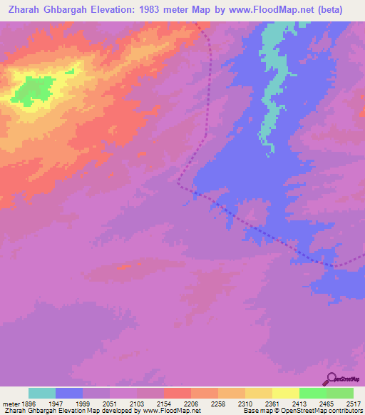 Zharah Ghbargah,Afghanistan Elevation Map