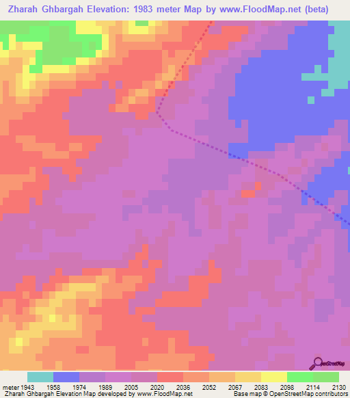 Zharah Ghbargah,Afghanistan Elevation Map