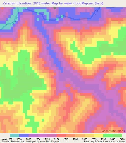 Zaradan,Afghanistan Elevation Map