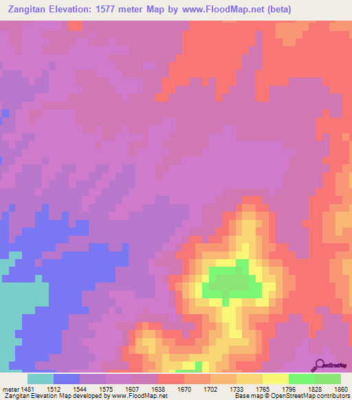 Zangitan,Afghanistan Elevation Map