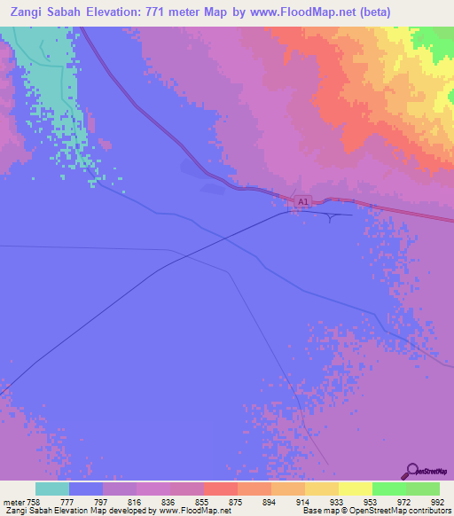 Zangi Sabah,Afghanistan Elevation Map