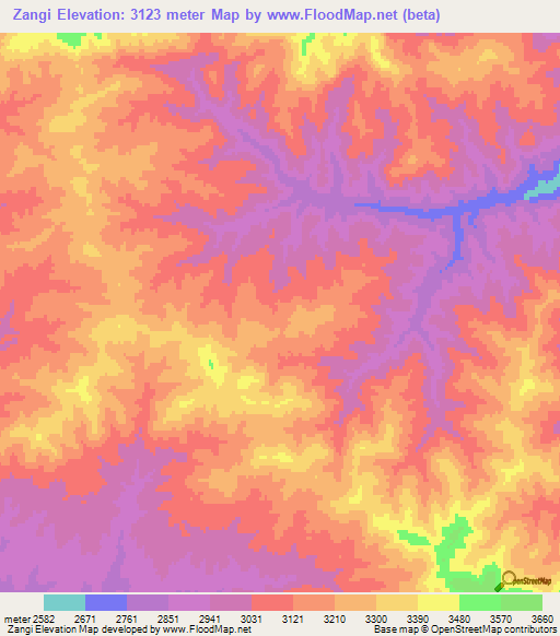 Zangi,Afghanistan Elevation Map