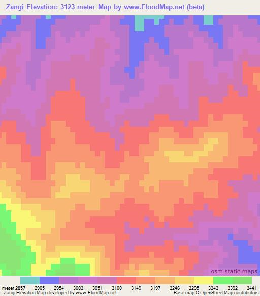 Zangi,Afghanistan Elevation Map