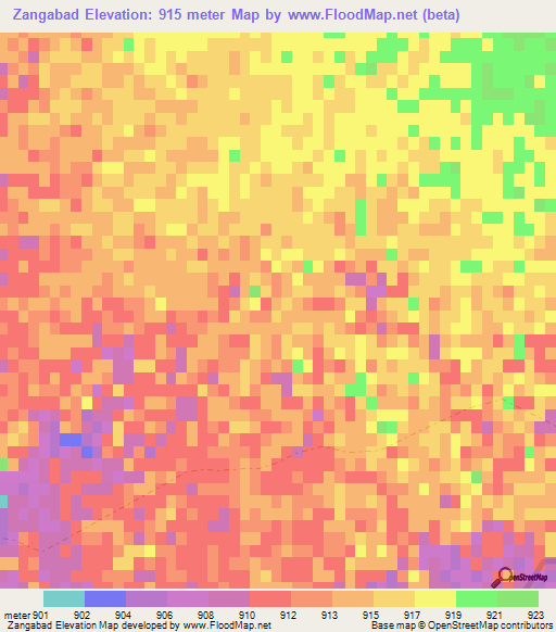Zangabad,Afghanistan Elevation Map