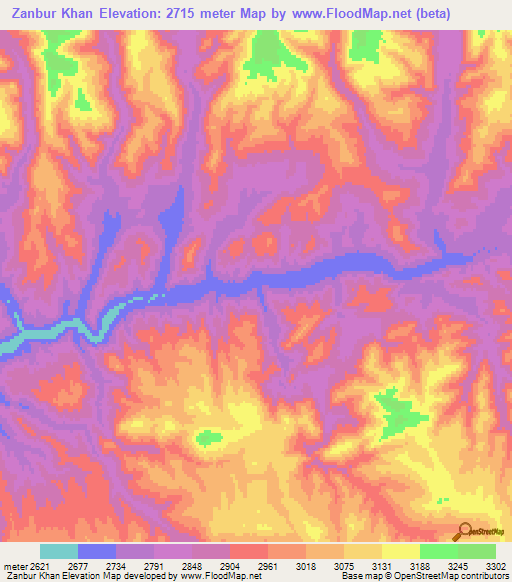 Zanbur Khan,Afghanistan Elevation Map