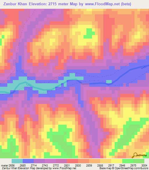 Zanbur Khan,Afghanistan Elevation Map