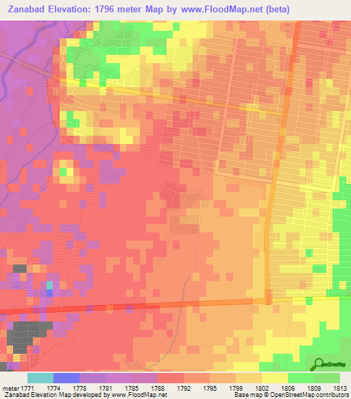 Zanabad,Afghanistan Elevation Map