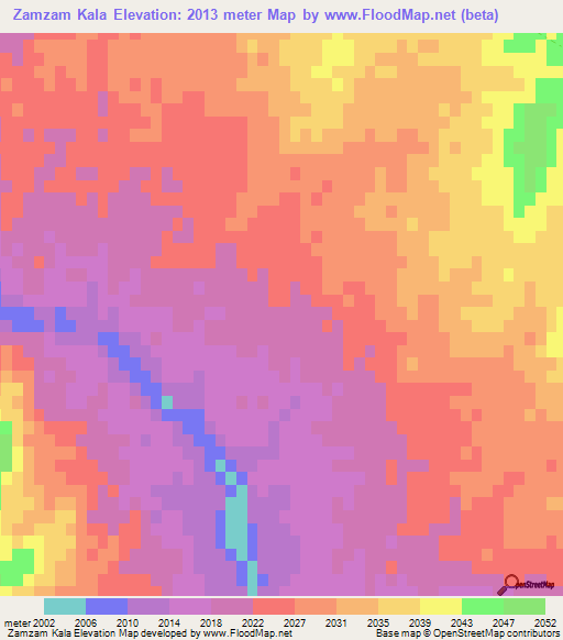 Zamzam Kala,Afghanistan Elevation Map