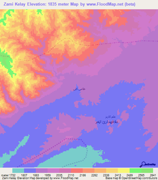 Zami Kelay,Afghanistan Elevation Map