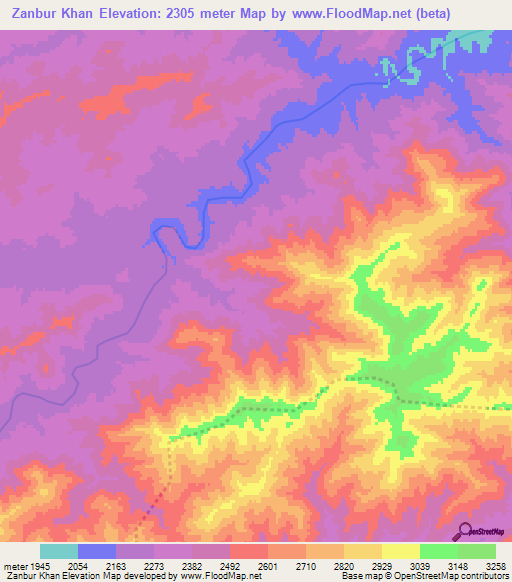 Zanbur Khan,Afghanistan Elevation Map