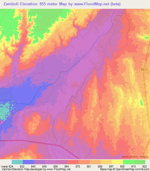 Zamboli,Afghanistan Elevation Map