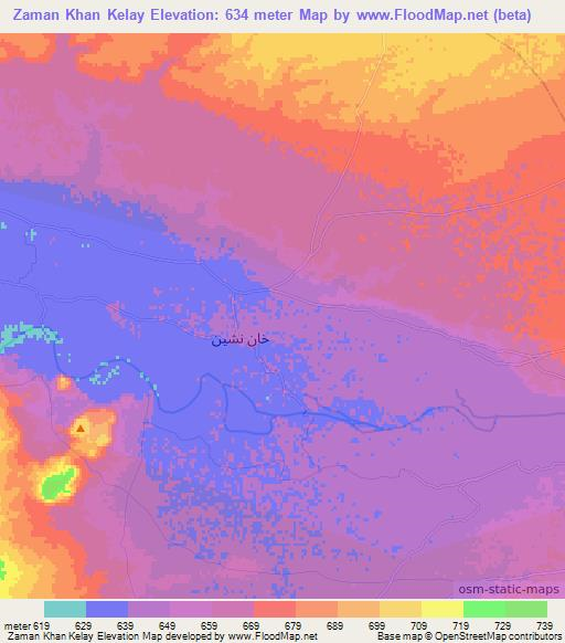 Zaman Khan Kelay,Afghanistan Elevation Map