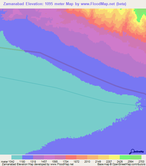 Zamanabad,Afghanistan Elevation Map