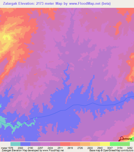 Zalargak,Afghanistan Elevation Map