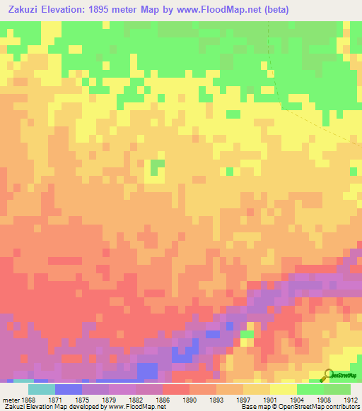 Zakuzi,Afghanistan Elevation Map