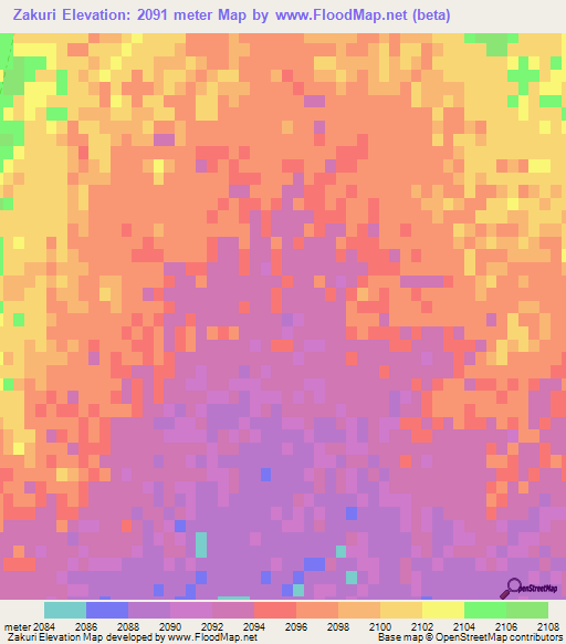 Zakuri,Afghanistan Elevation Map