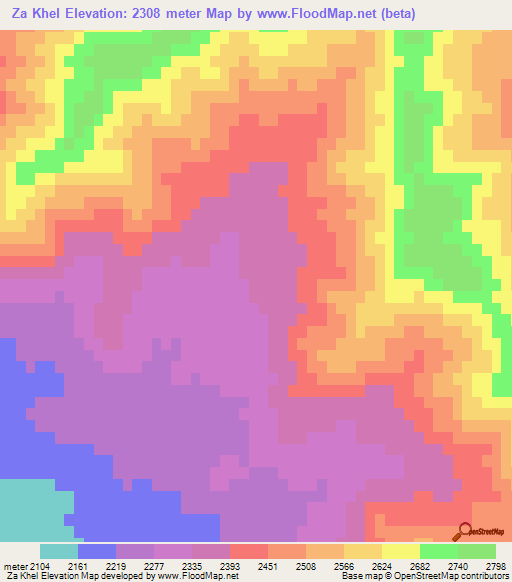 Za Khel,Afghanistan Elevation Map