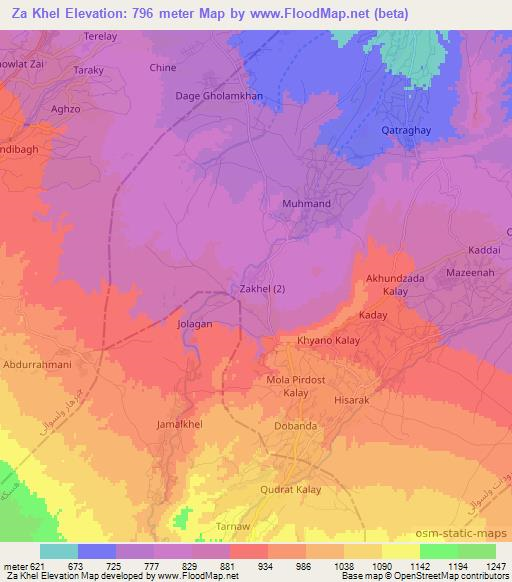 Za Khel,Afghanistan Elevation Map