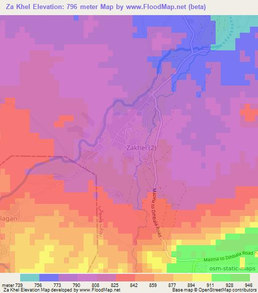 Za Khel,Afghanistan Elevation Map