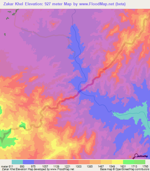 Zakar Khel,Afghanistan Elevation Map