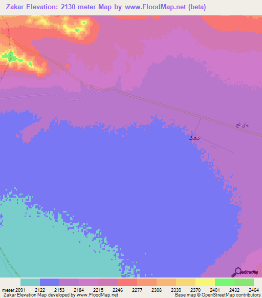 Zakar,Afghanistan Elevation Map