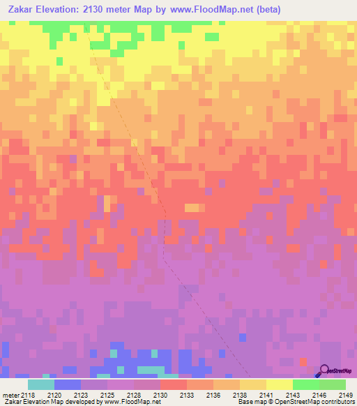 Zakar,Afghanistan Elevation Map