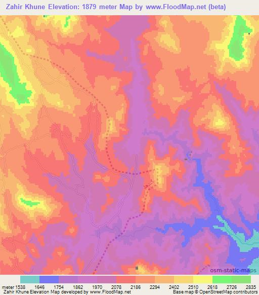Zahir Khune,Afghanistan Elevation Map