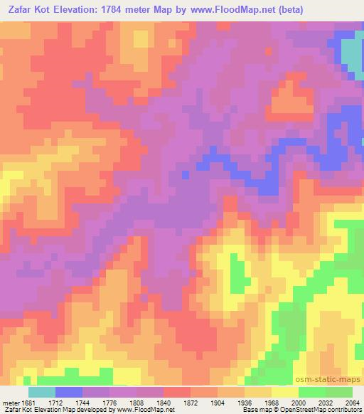 Zafar Kot,Afghanistan Elevation Map