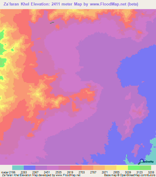 Za`faran Khel,Afghanistan Elevation Map