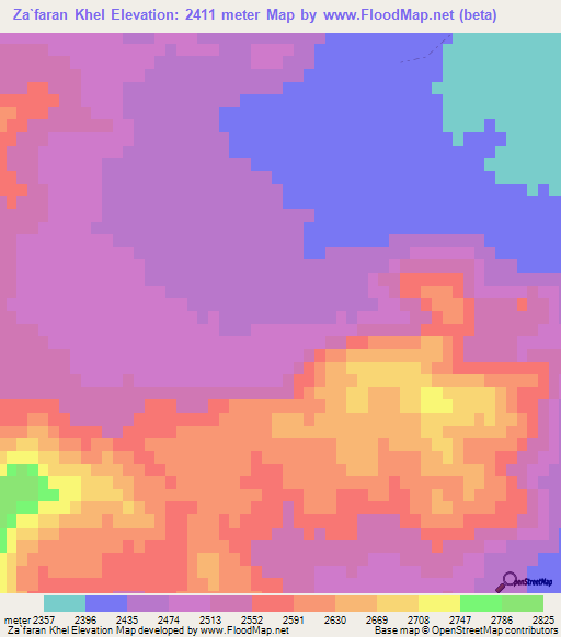 Za`faran Khel,Afghanistan Elevation Map