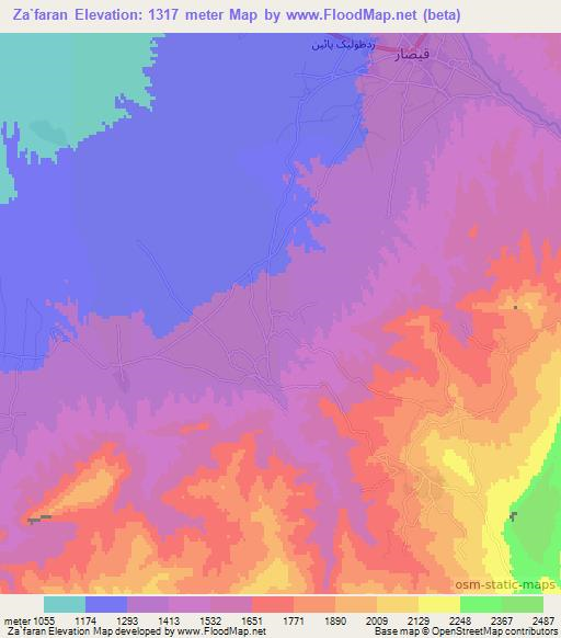 Za`faran,Afghanistan Elevation Map