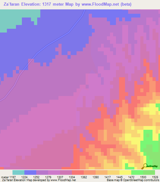 Za`faran,Afghanistan Elevation Map
