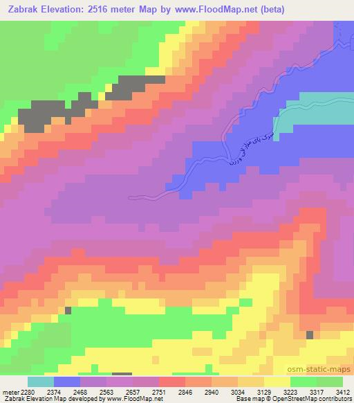 Zabrak,Afghanistan Elevation Map