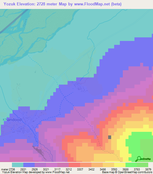 Yozuk,Afghanistan Elevation Map