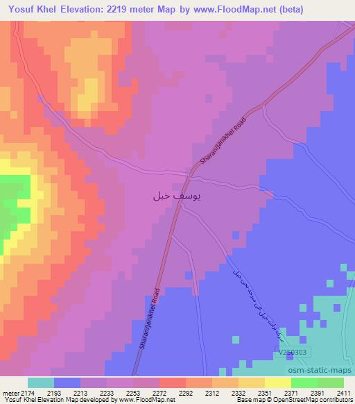 Yosuf Khel,Afghanistan Elevation Map