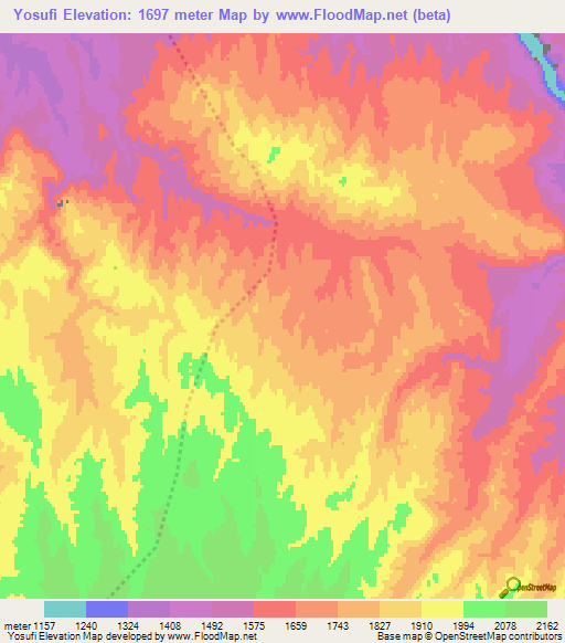 Yosufi,Afghanistan Elevation Map