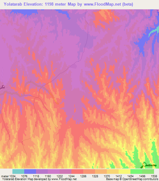 Yolatarab,Afghanistan Elevation Map