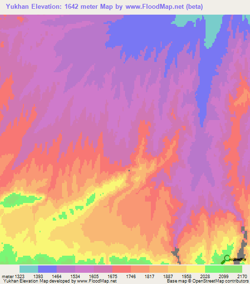 Yukhan,Afghanistan Elevation Map