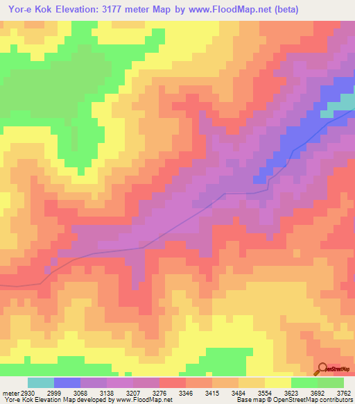 Yor-e Kok,Afghanistan Elevation Map