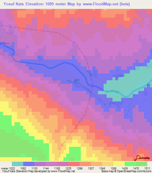 Yosuf Kats,Afghanistan Elevation Map