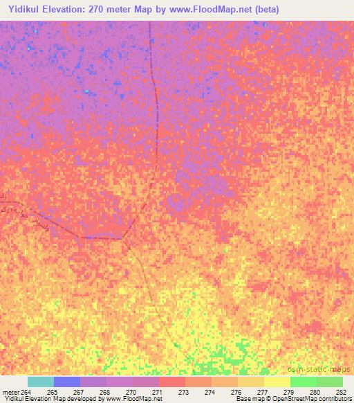 Yidikul,Afghanistan Elevation Map