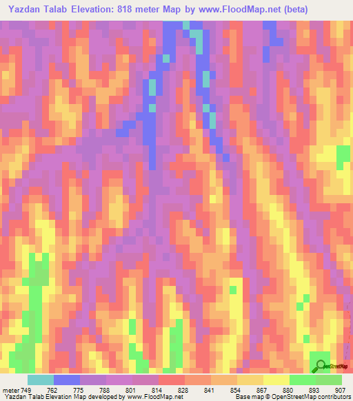 Yazdan Talab,Afghanistan Elevation Map