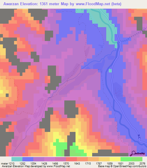 Awarzan,Afghanistan Elevation Map